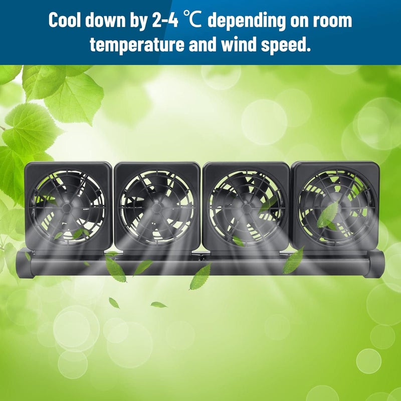 Liveek Aquarium Fan 2 3 4 Heads, Aquarium Chillers Cooling Fan Adjustable Fish Tank Cooling Fan with 2 Wind Speed Fan for Water Tank, Aquarium Tank Chiller (4 Head) - Image 4